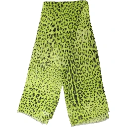 Green Leopard Print Silk Shawl Stole Scarf