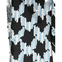 Black Blue Abstract Silk Shawl Stole Scarf