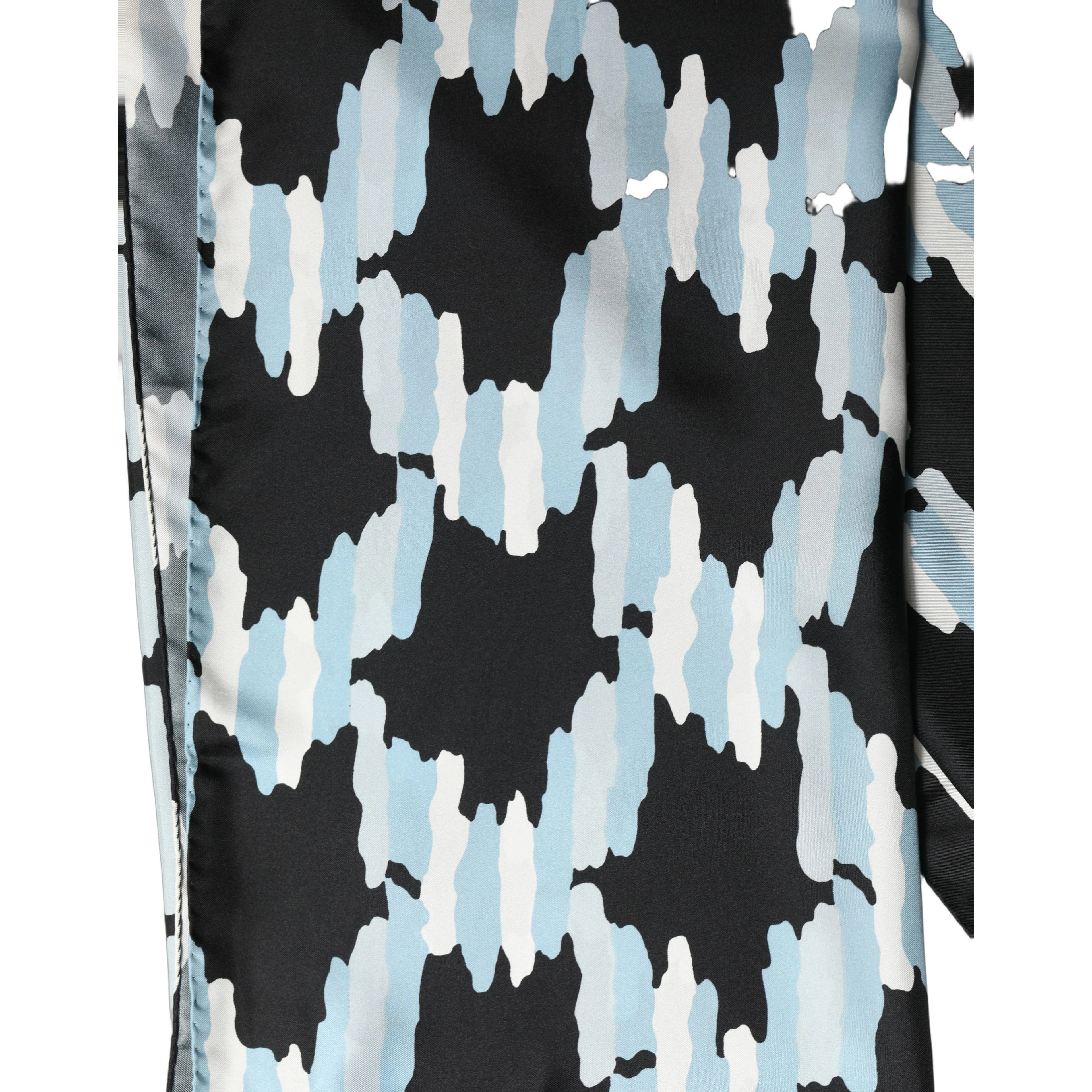 Black Blue Abstract Silk Shawl Stole Scarf
