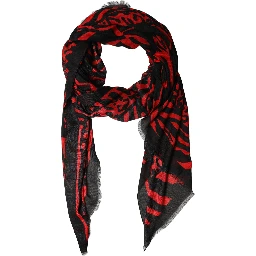 Black Red Printed Modal Neck Shawl Scarf