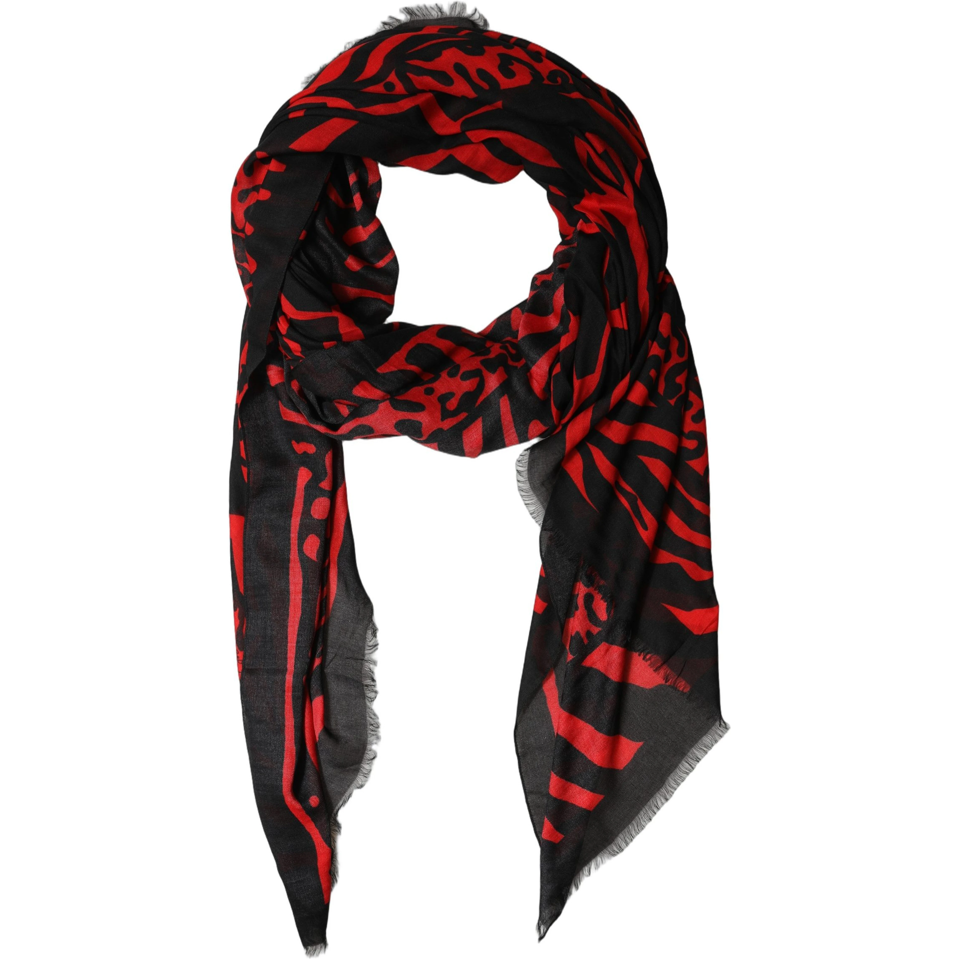 Black Red Printed Modal Neck Shawl Scarf