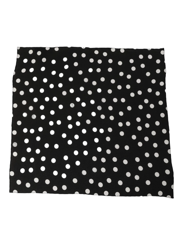Black White Polka Dot Square Foulard Scarf