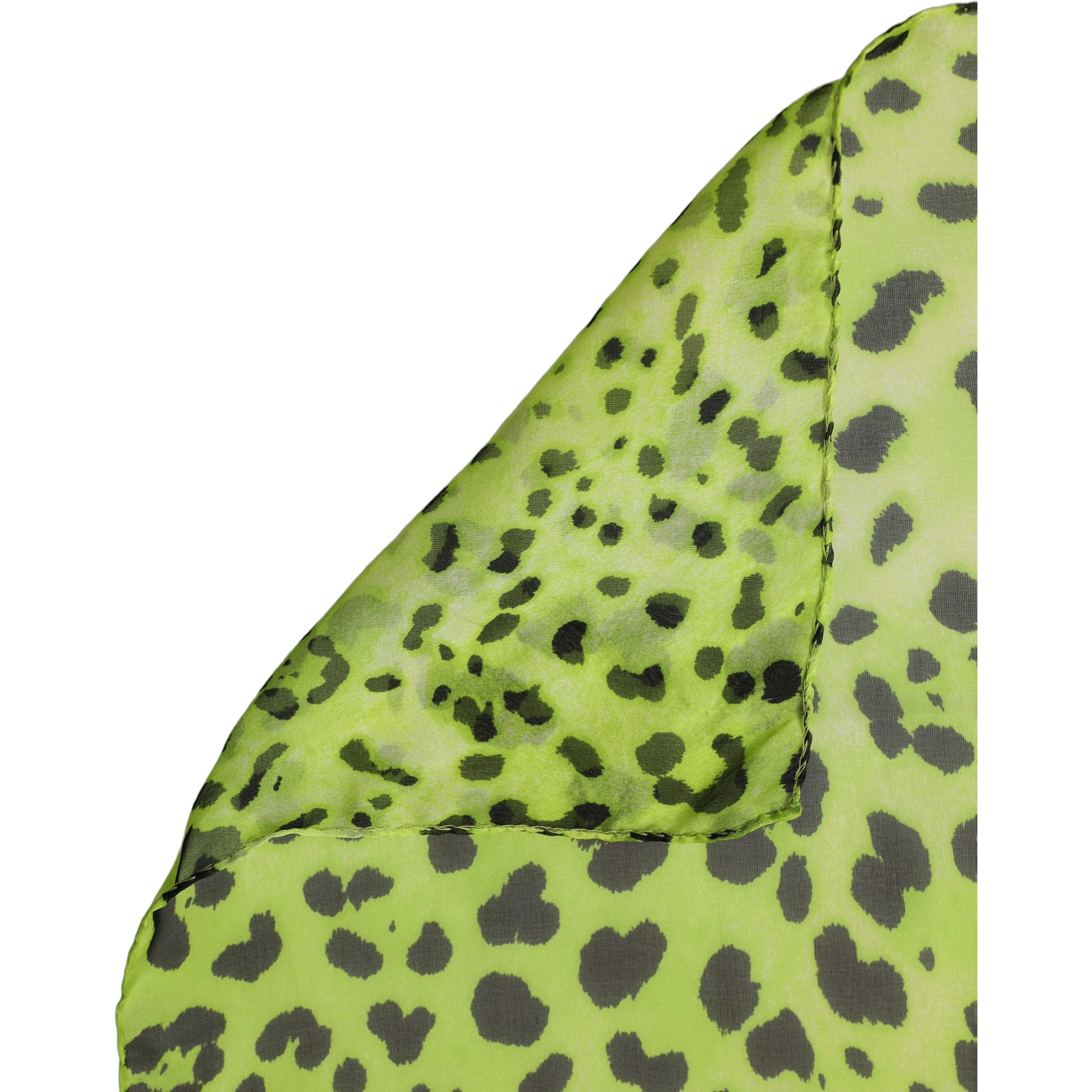 Green Leopard Print Silk Square Foulard Scarf
