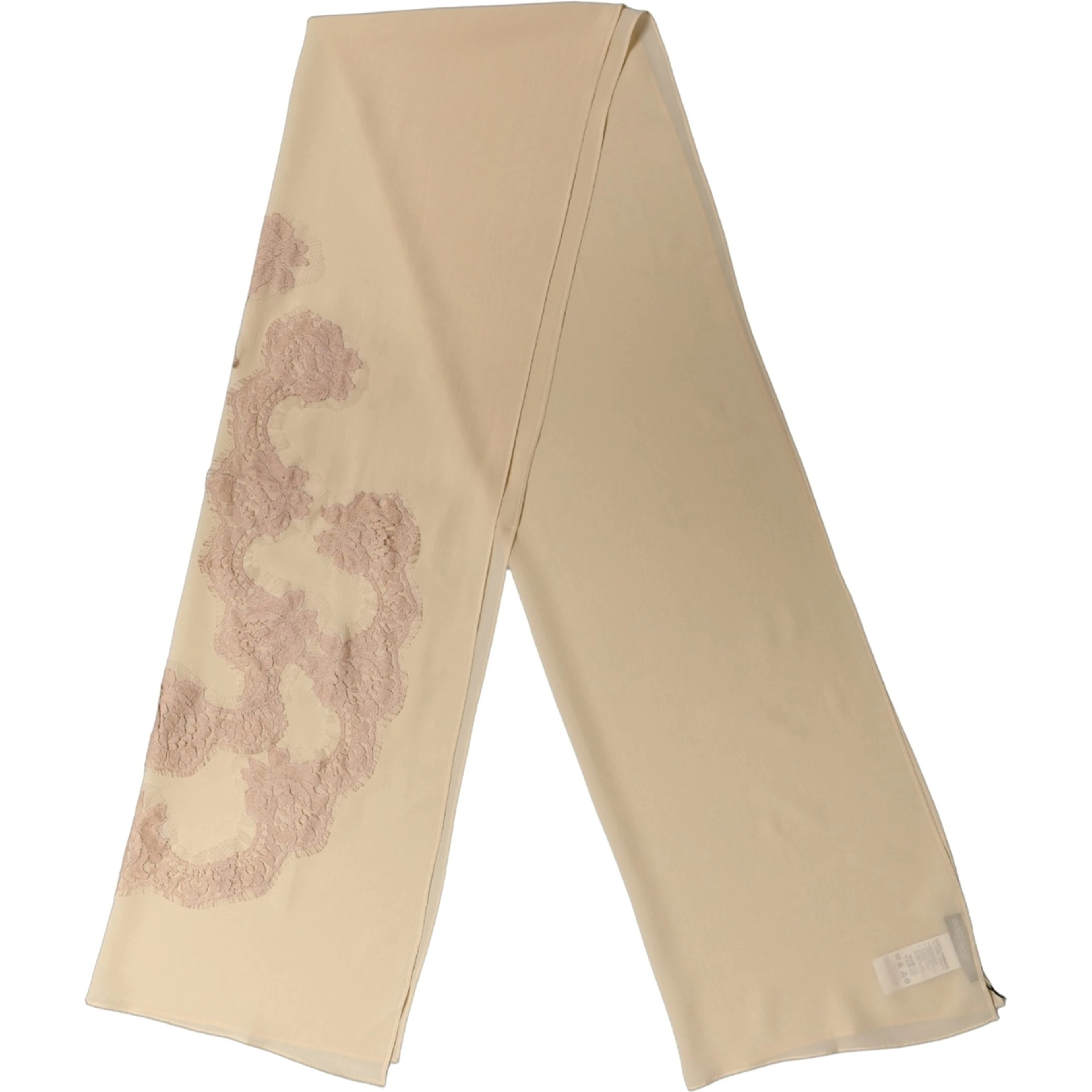 Light Beige Ornate Lace Neck Shawl Scarf