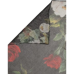 Black Floral Print Cotton Shawl Stole Scarf