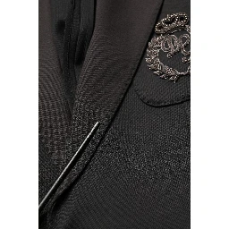 Black Embroidered Single Breasted Jacket