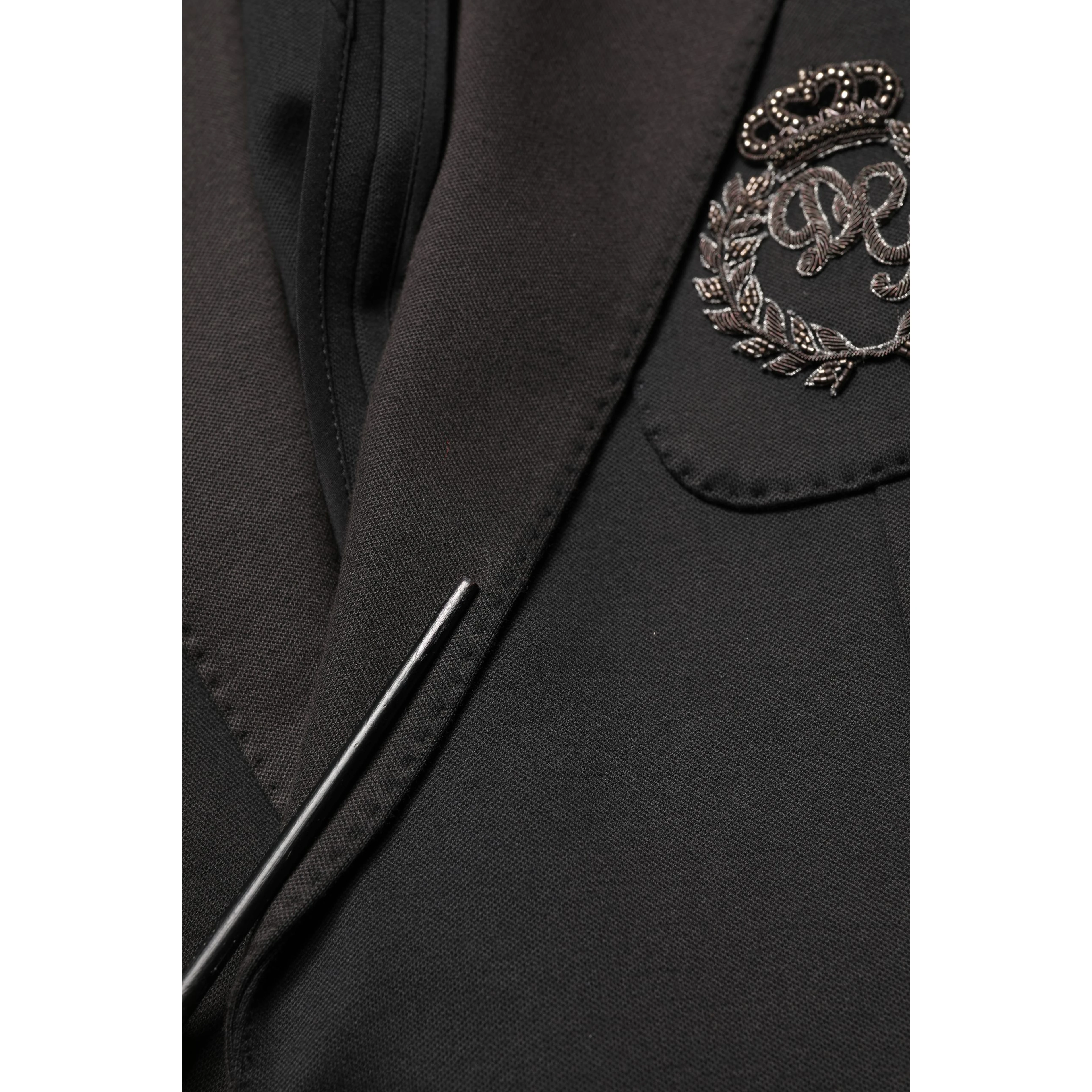 Black Embroidered Single Breasted Jacket