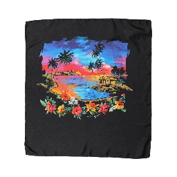 Black Tropical Sunset Square Foulard Scarf