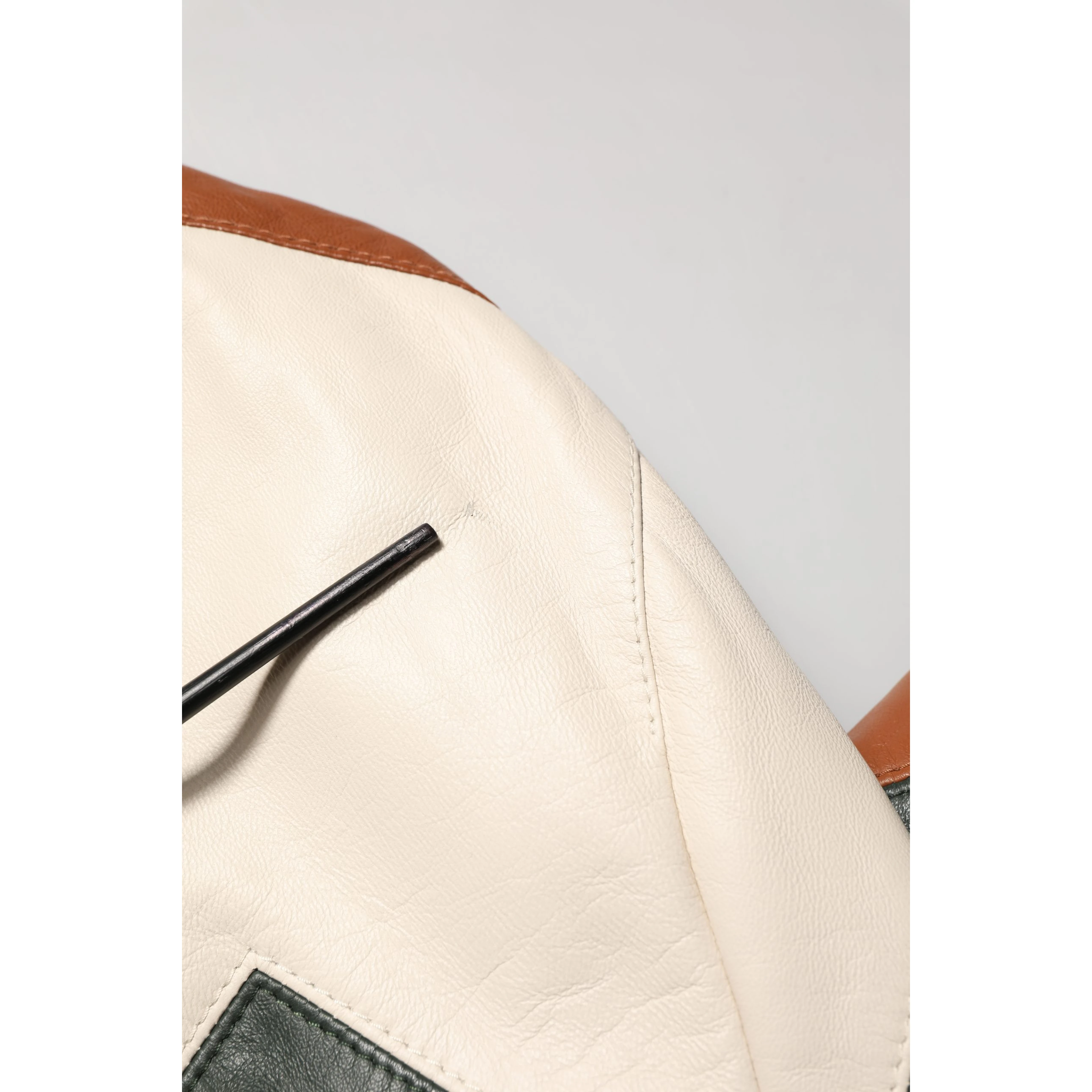 Multicolored Leather Full Zip Men Jacket