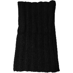 Black Cashmere Ribbed Knit Neck Warmer Scarf