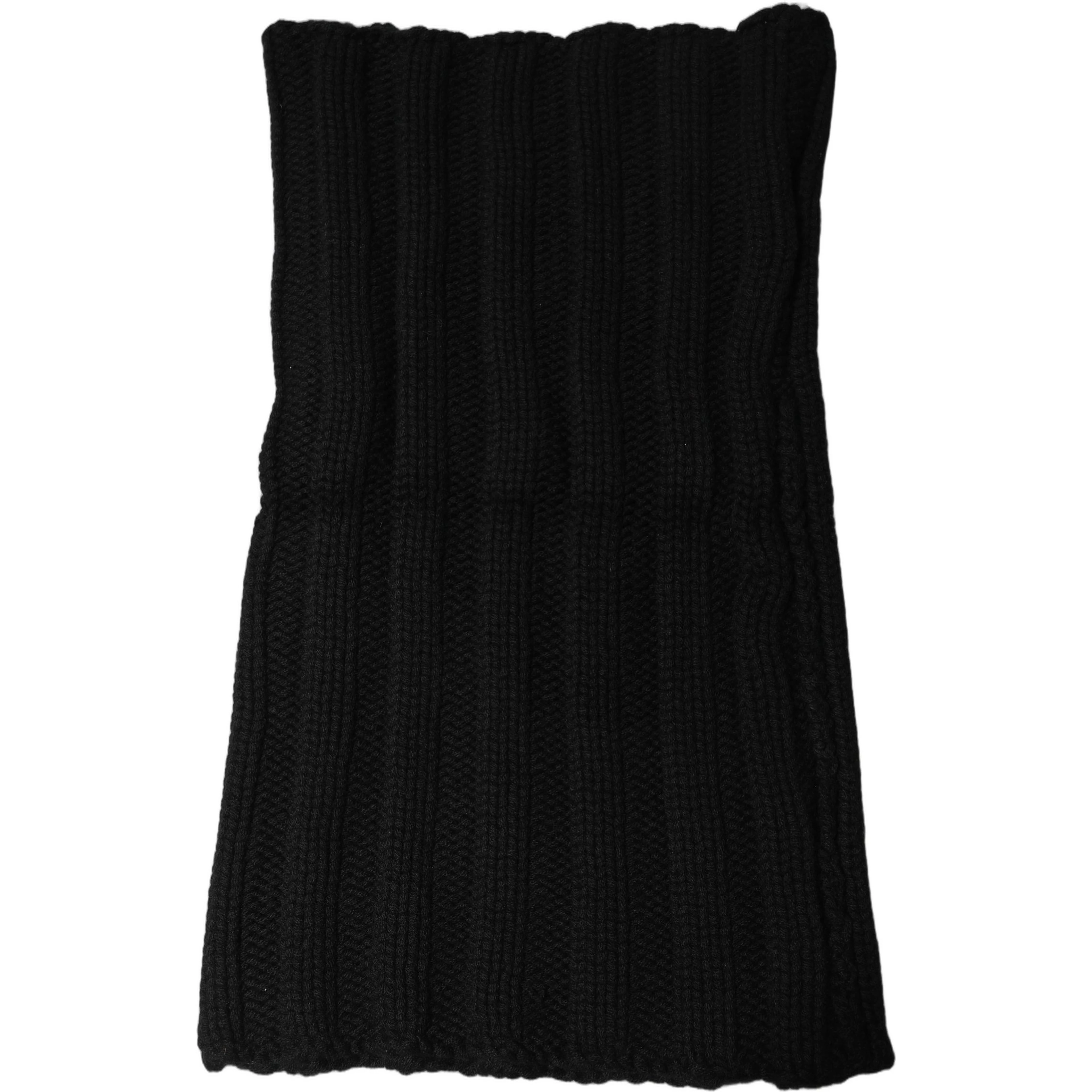 Black Cashmere Ribbed Knit Neck Warmer Scarf