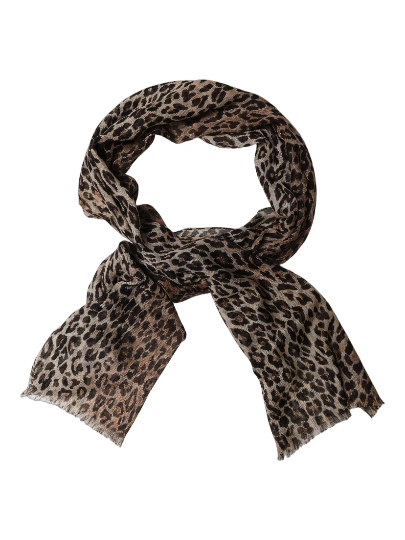 Brown Leopard Cashmere Shawl Stole Scarf