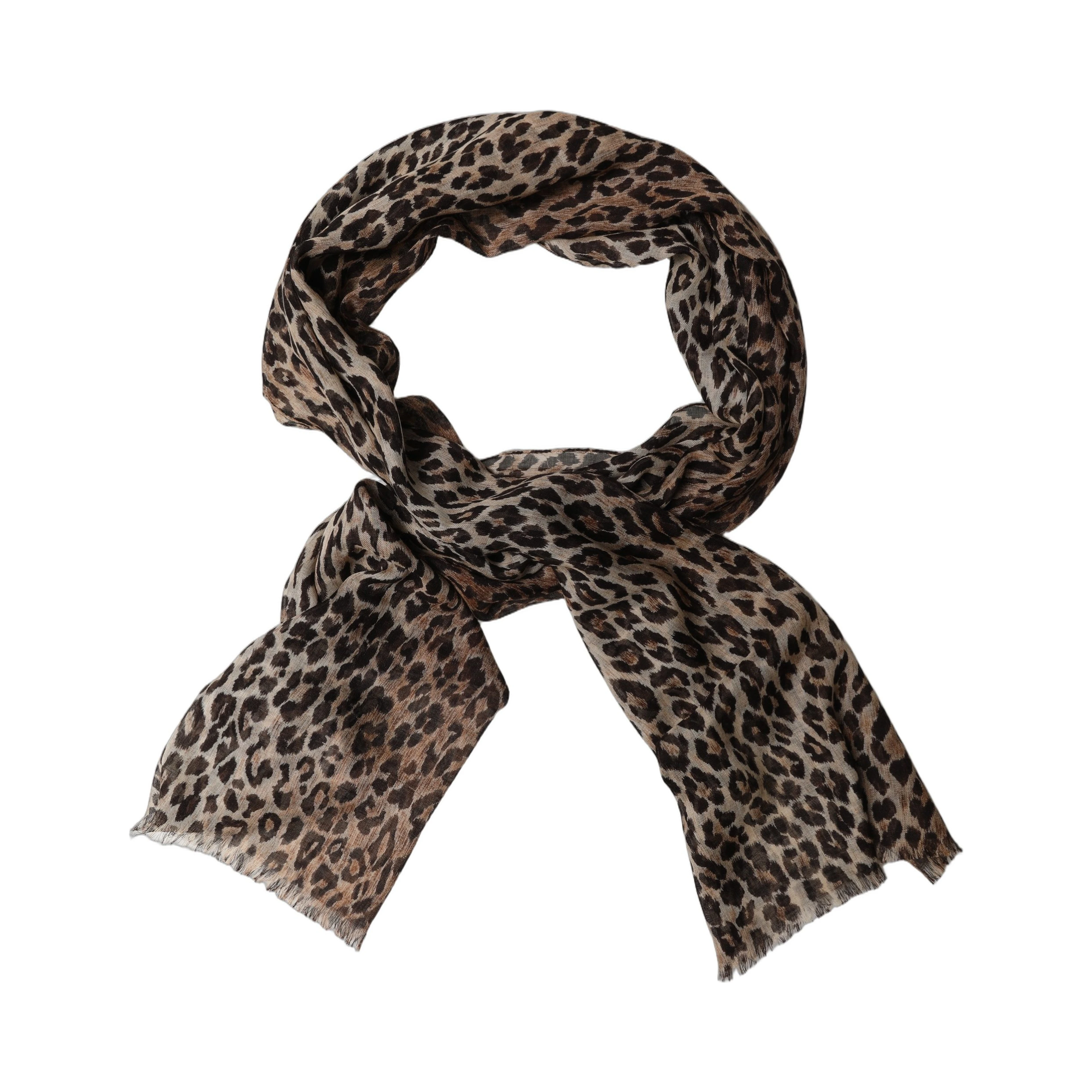 Brown Leopard Cashmere Shawl Stole Scarf