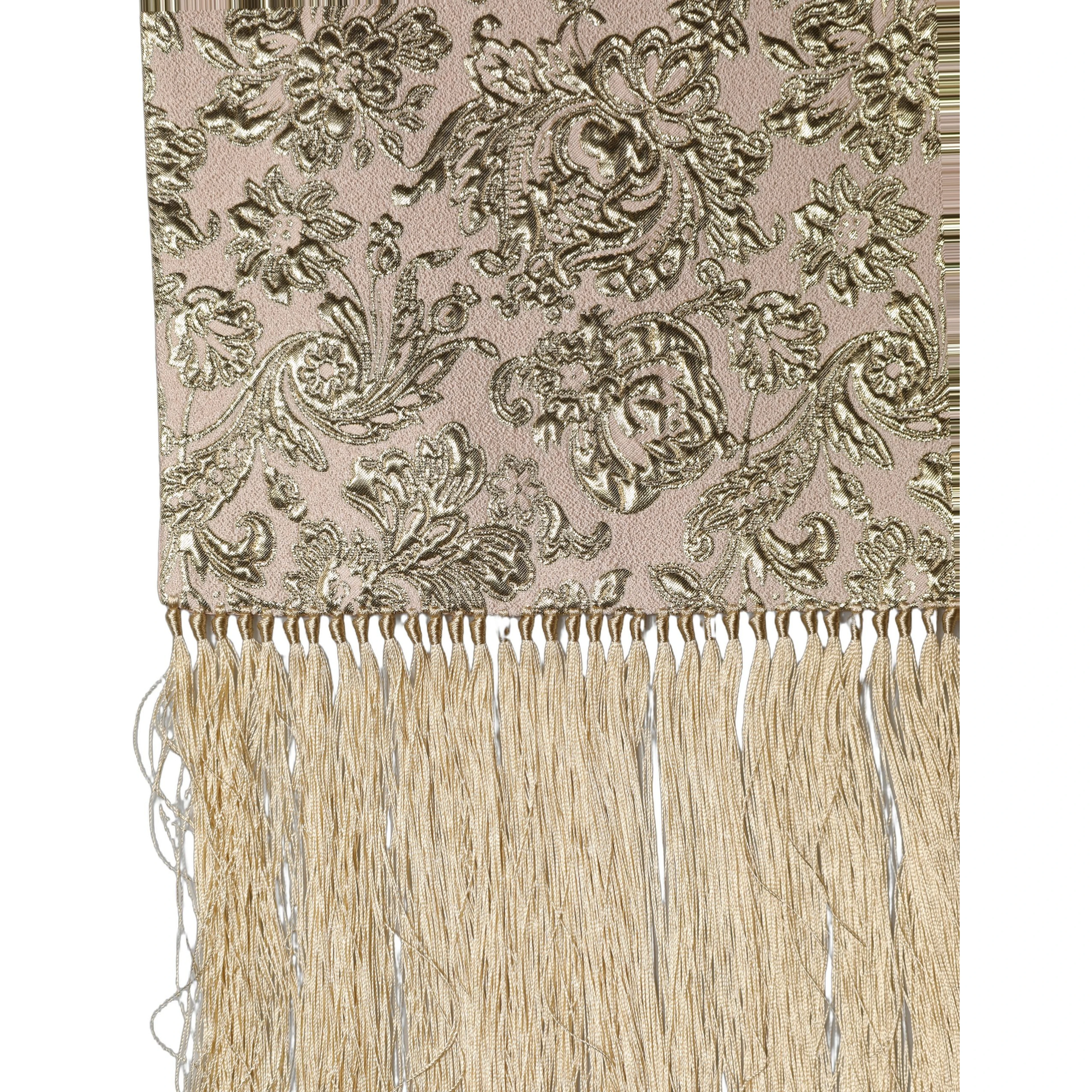Pink Silk Fringes Neck Wrap Foulard Scarf