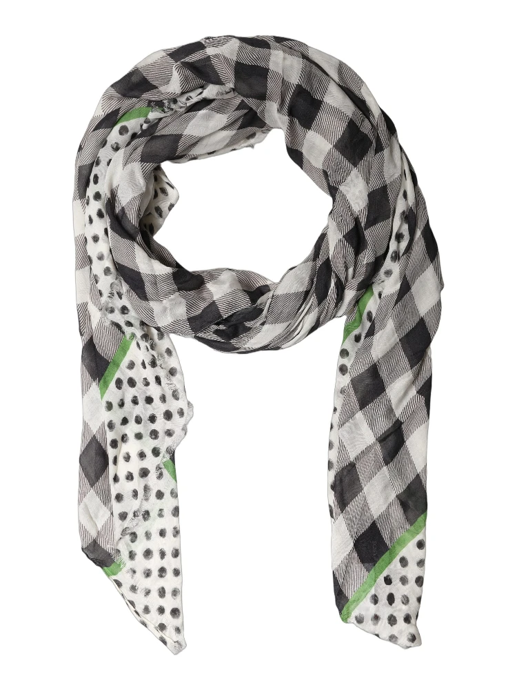 Black White Napoli Modal Check Shawl Scarf