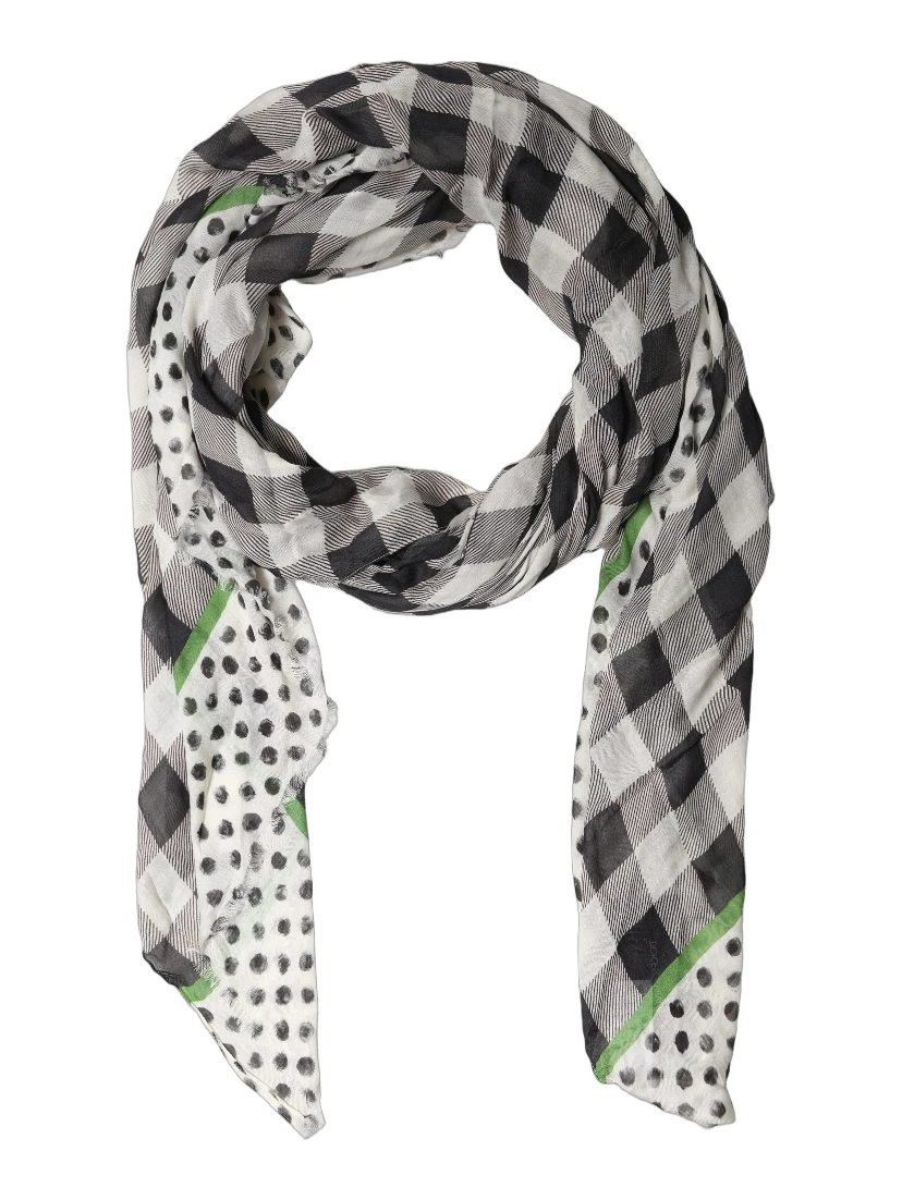 Black White Napoli Modal Check Shawl Scarf