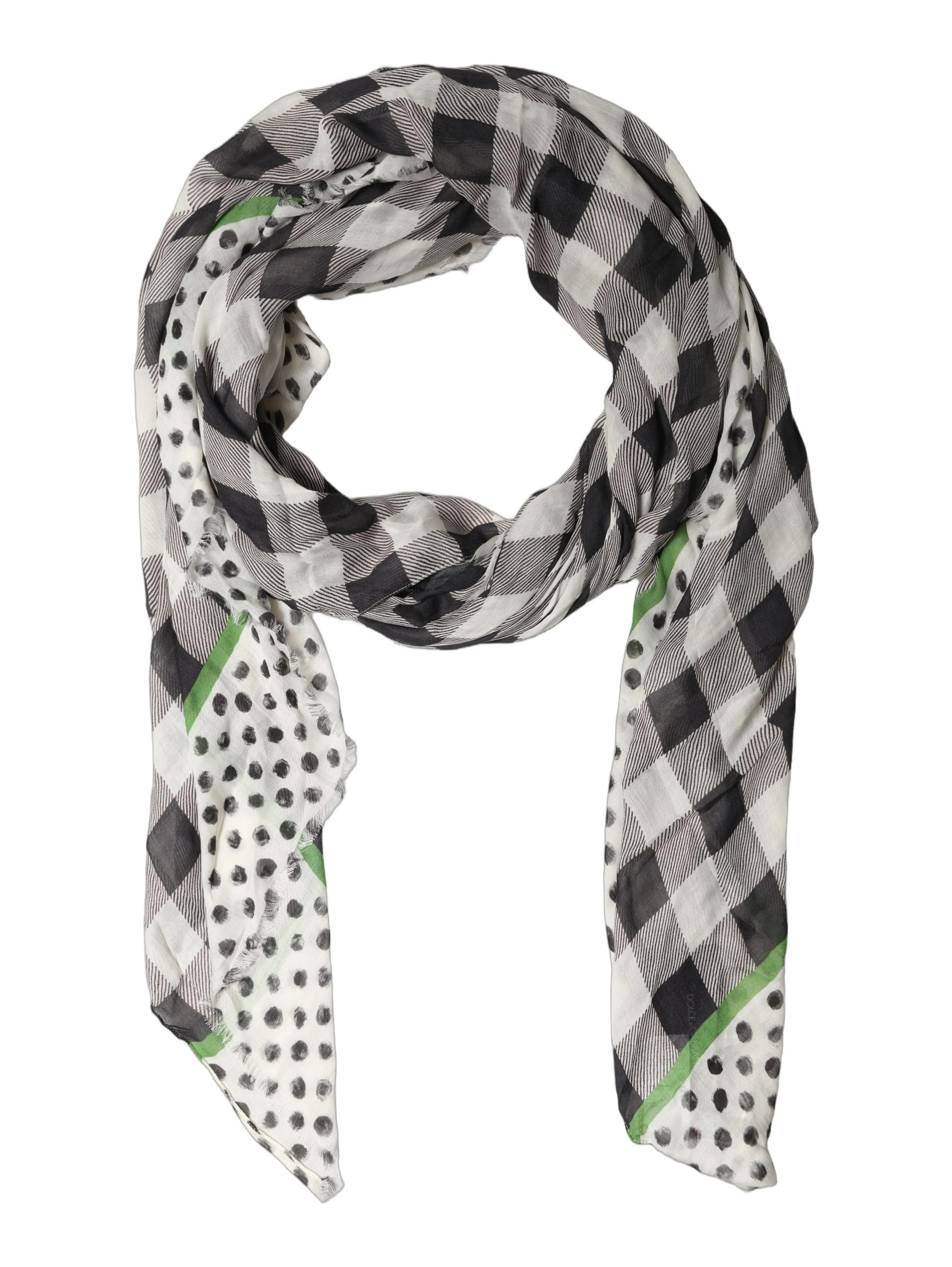 Black White Napoli Modal Check Shawl Scarf