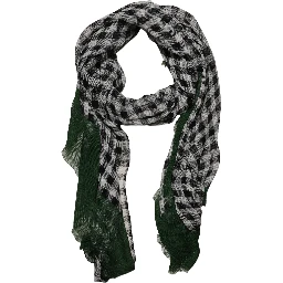 Green White Napoli Silk Gingham Shawl Scarf