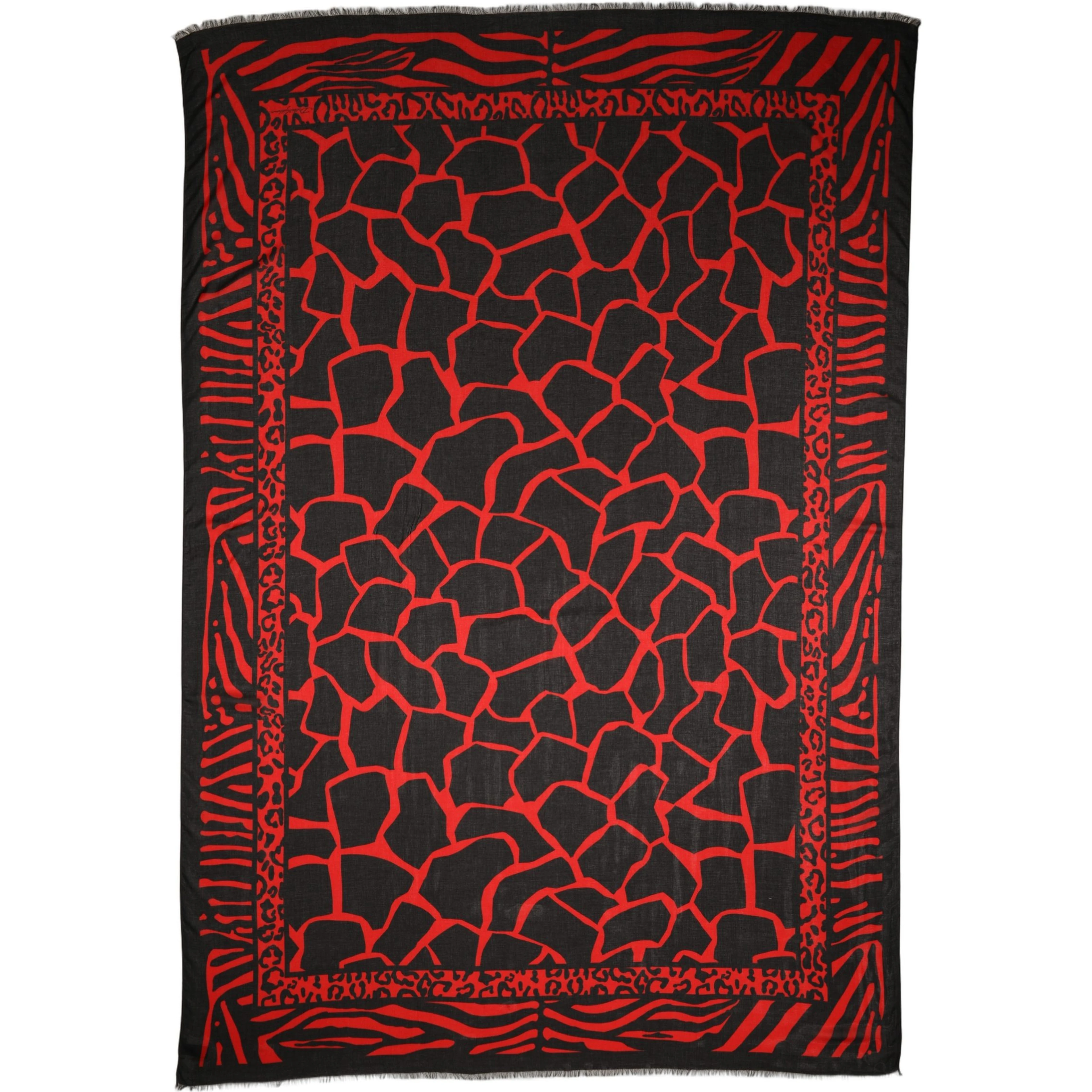 Black Red Printed Modal Neck Shawl Scarf