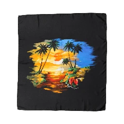 Black Tropical Sunset Square Foulard Scarf