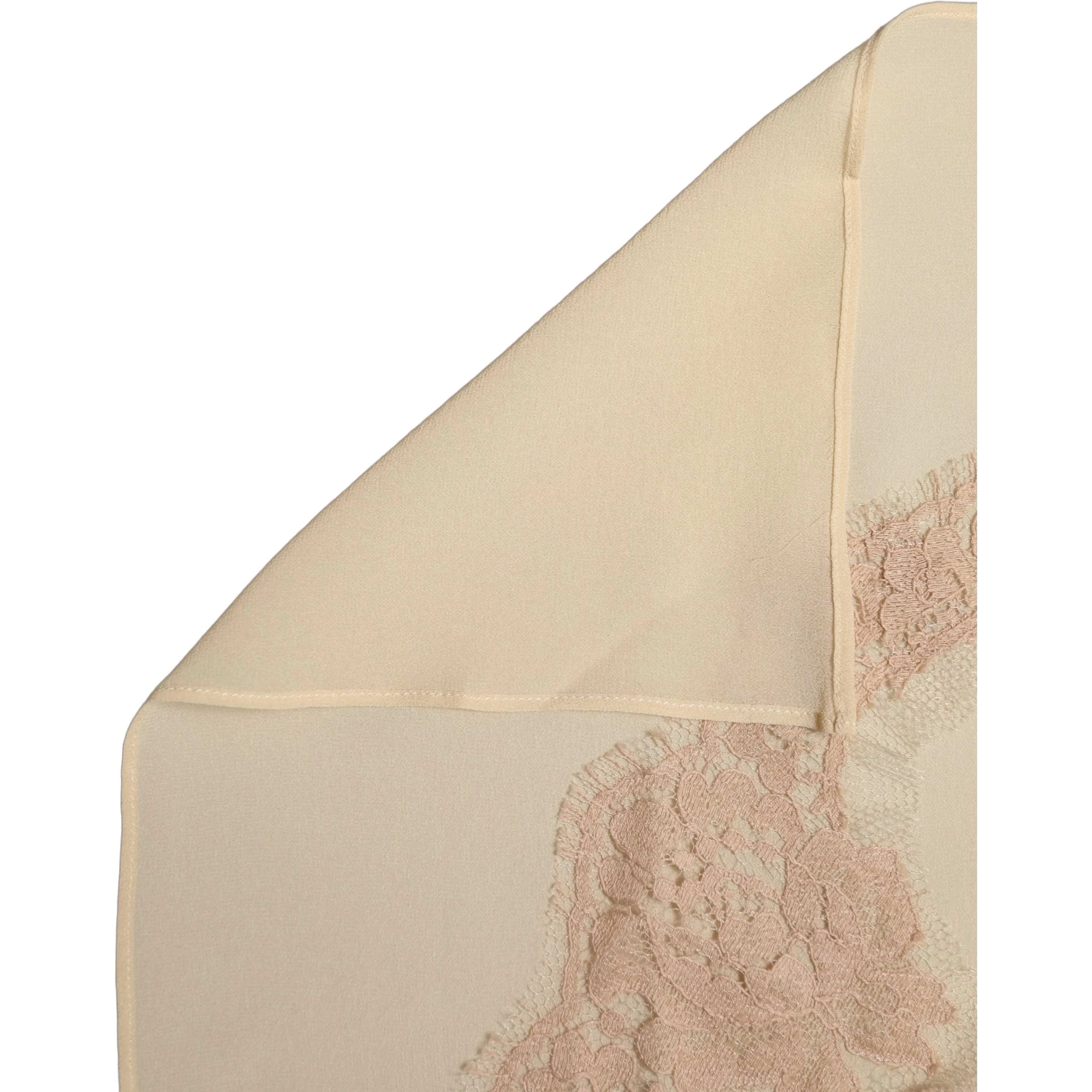 Light Beige Ornate Lace Neck Shawl Scarf