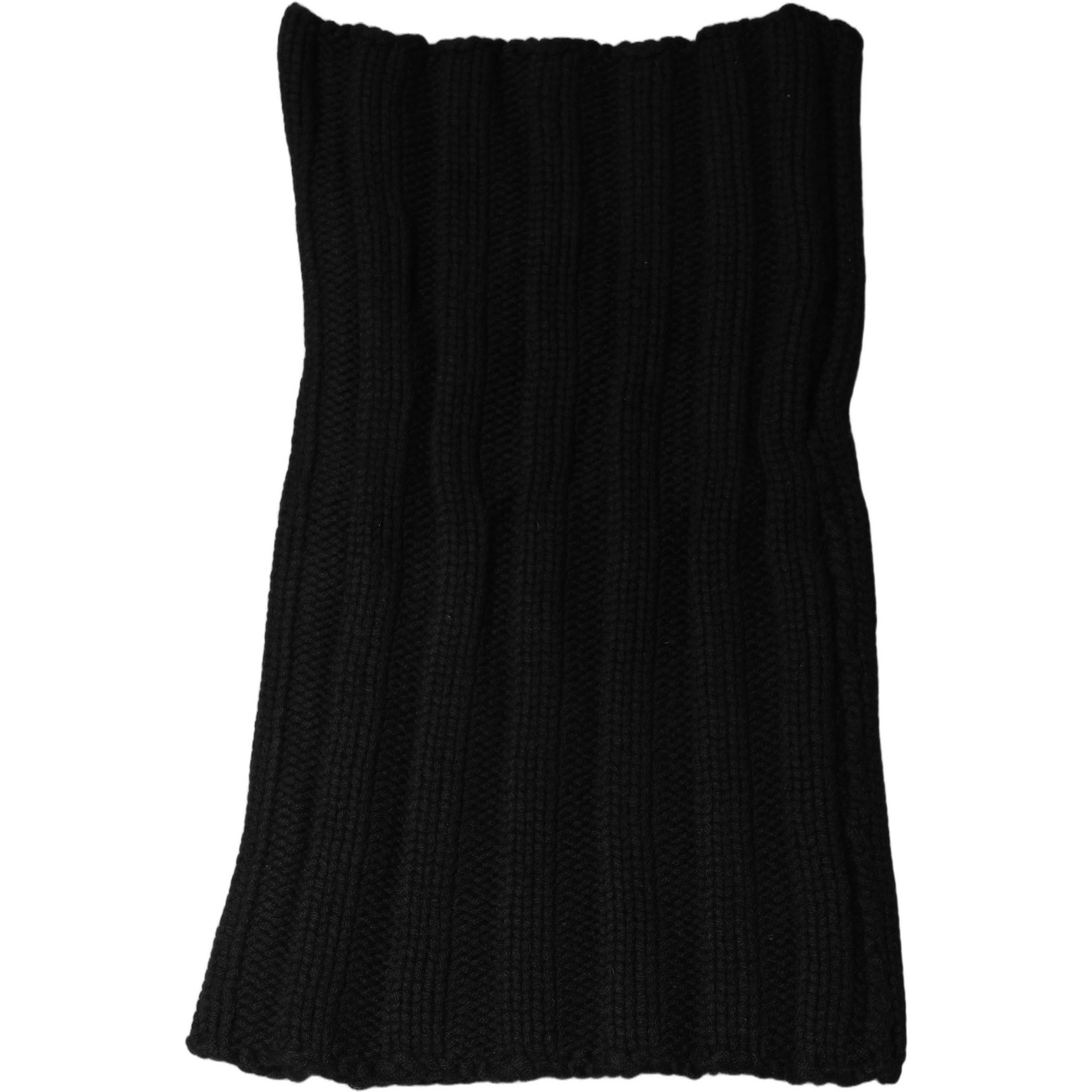 Black Cashmere Ribbed Knit Neck Warmer Scarf