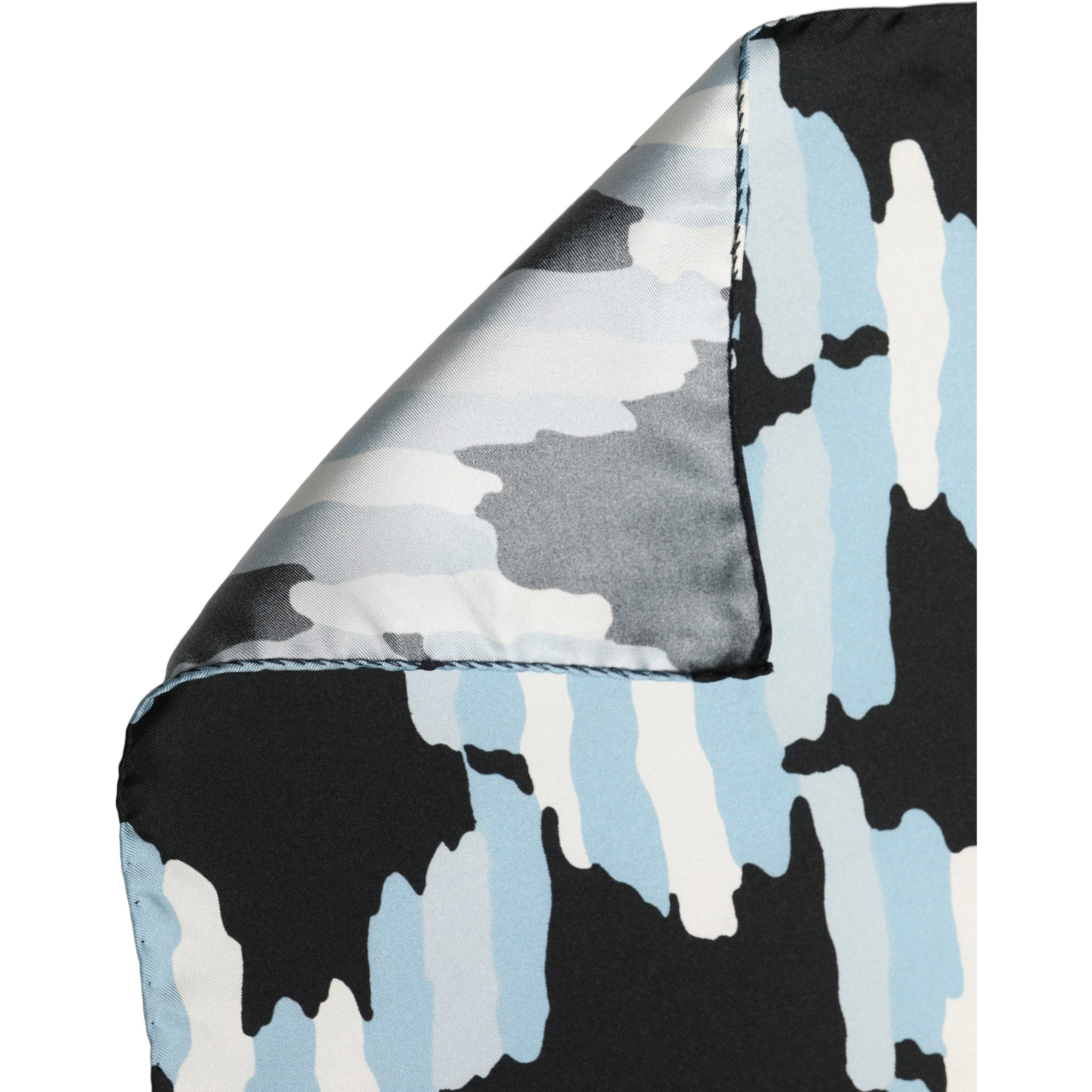 Black Blue Abstract Silk Shawl Stole Scarf