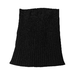 Black Cashmere Ribbed Knit Neck Warmer