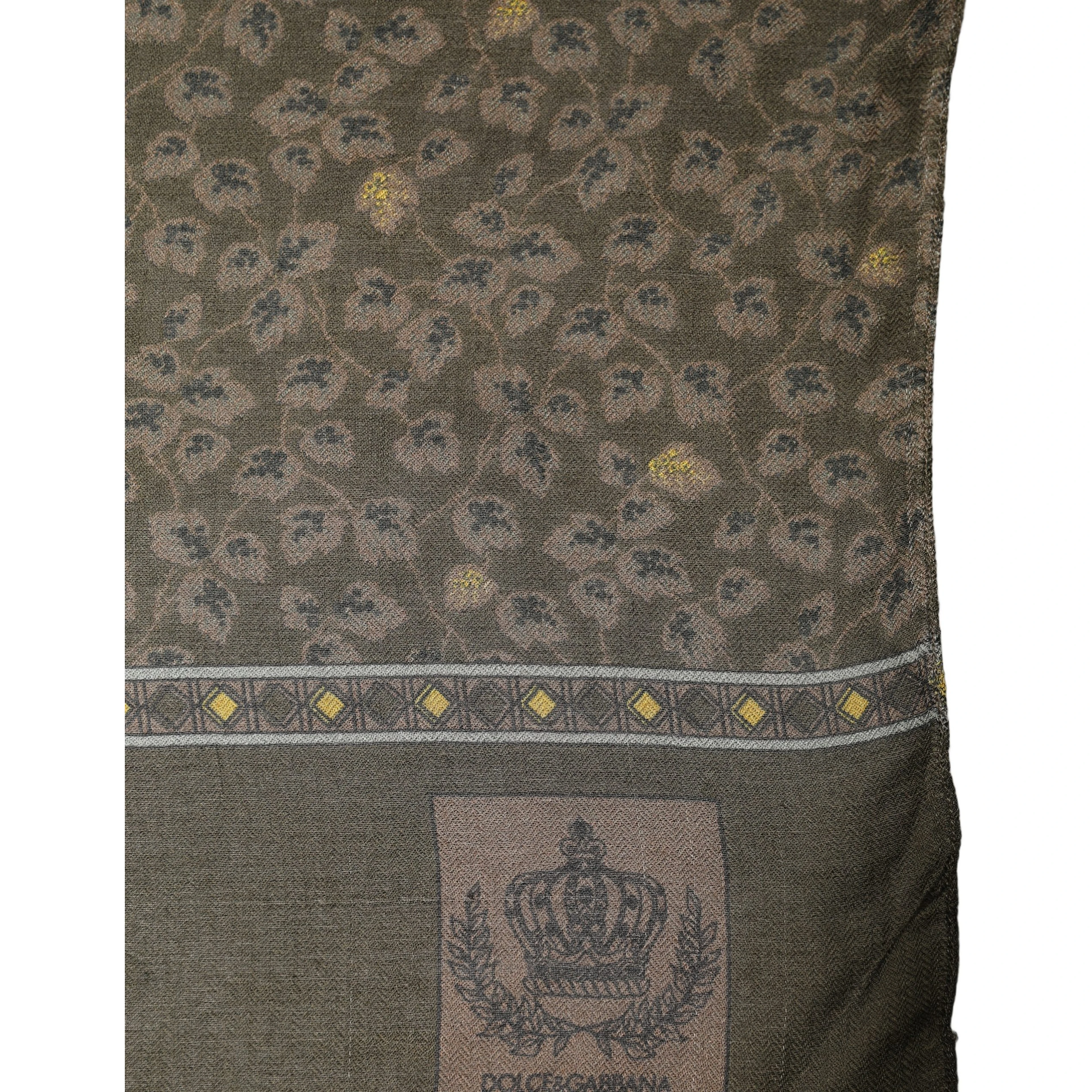 Olive Green Cotton Floral Neck Shawl Scarf
