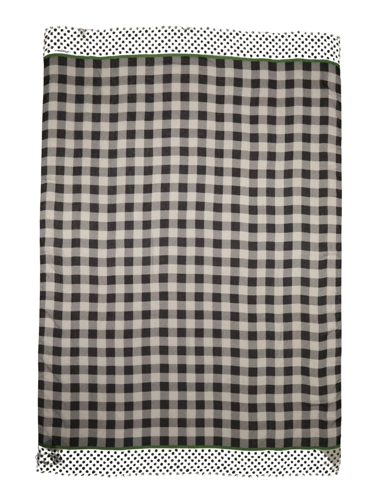 Black White Napoli Modal Check Shawl Scarf alternative