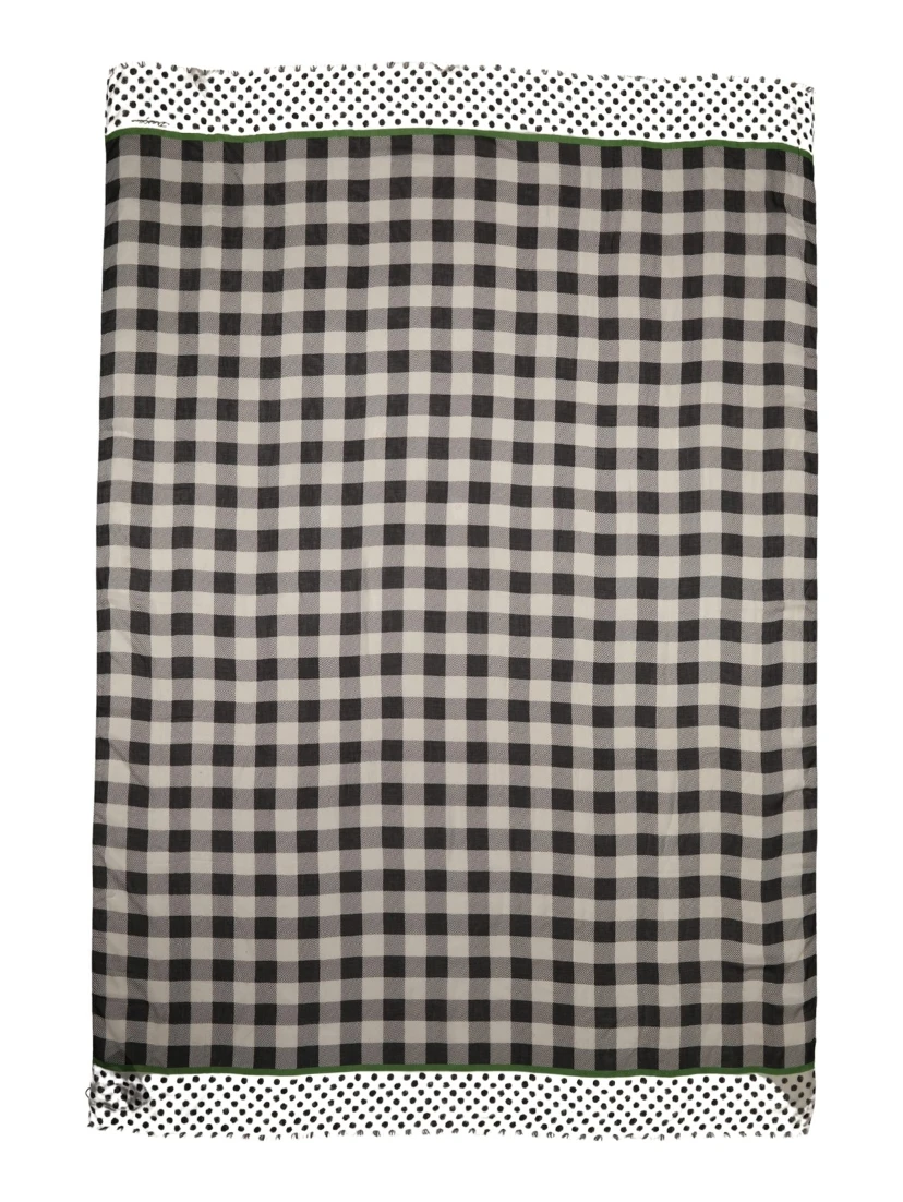 Black White Napoli Modal Check Shawl Scarf
