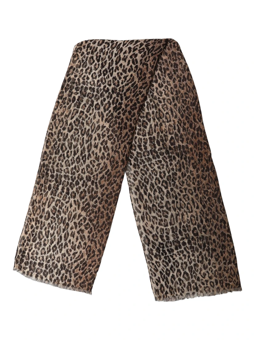 Brown Leopard Cashmere Shawl Stole Scarf