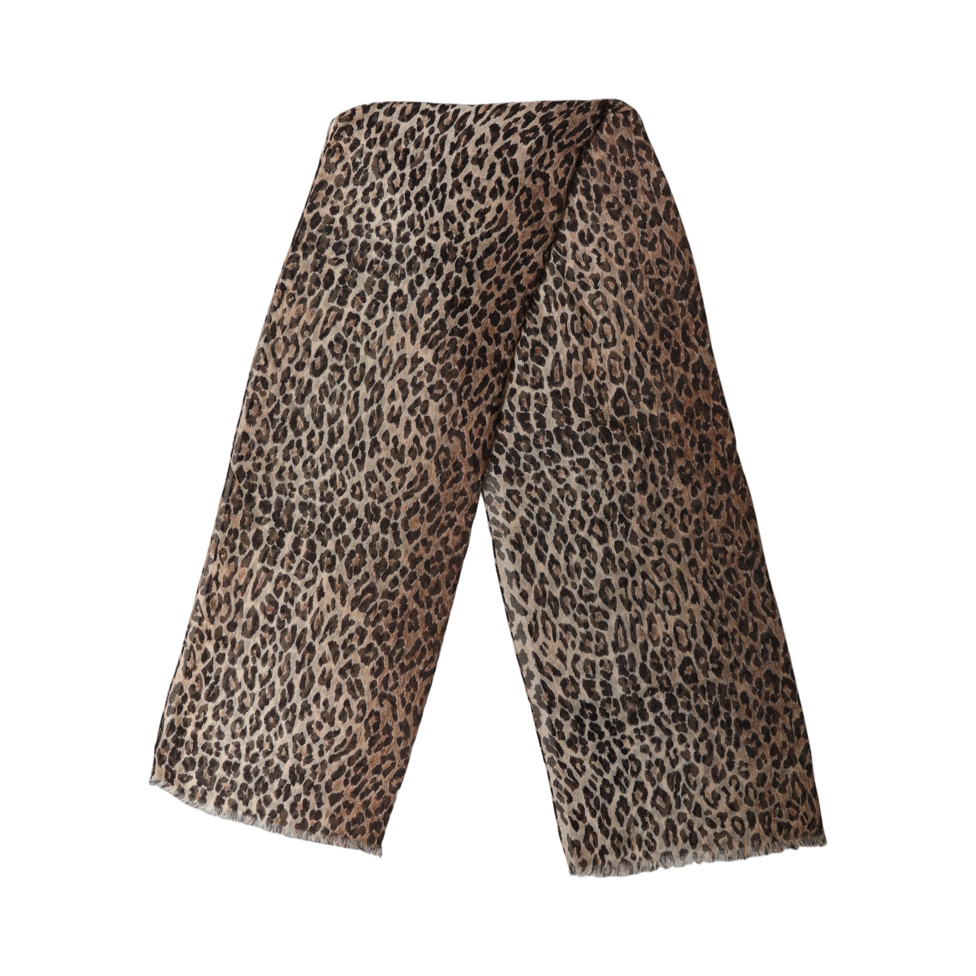 Brown Leopard Cashmere Shawl Stole Scarf