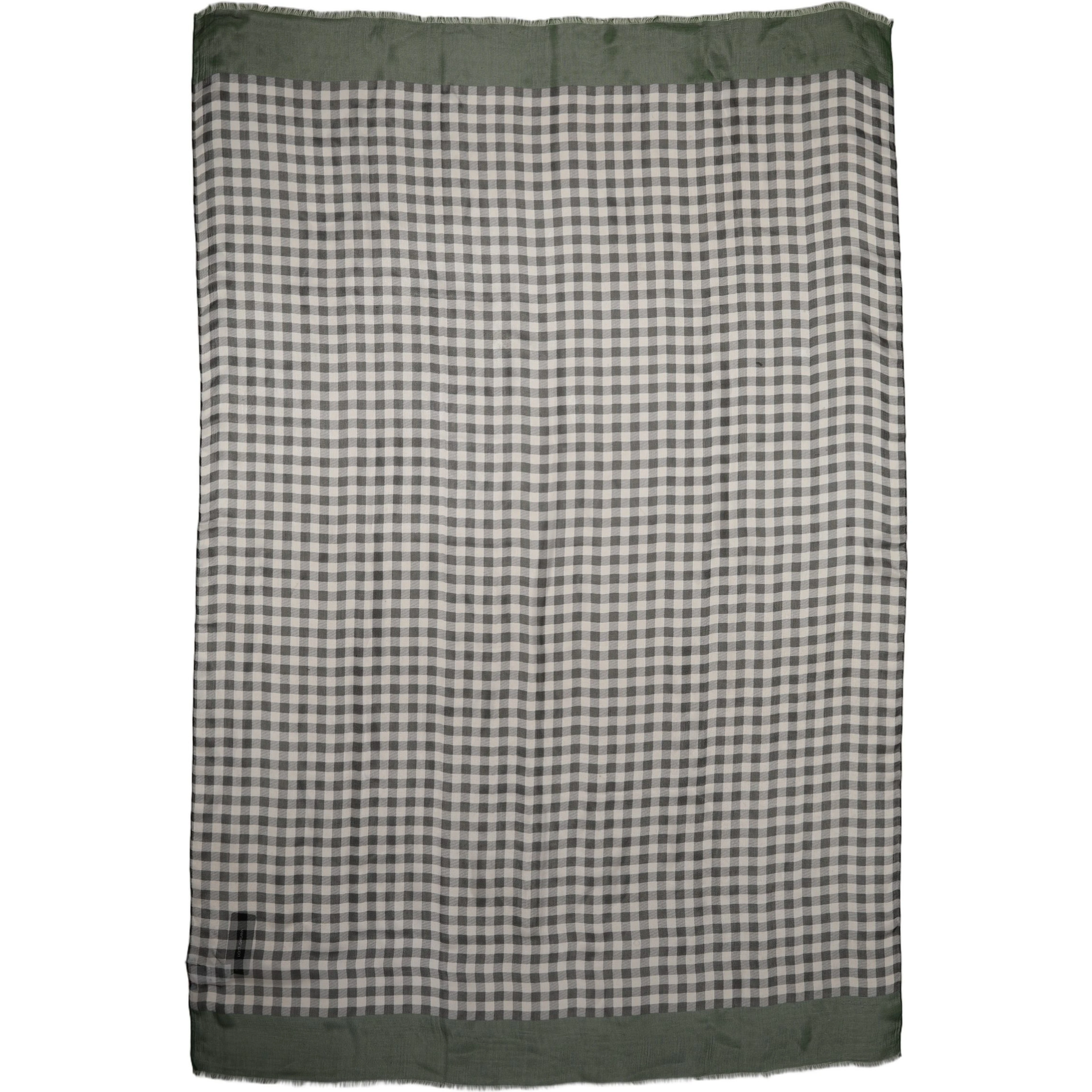 Green White Napoli Silk Gingham Shawl Scarf