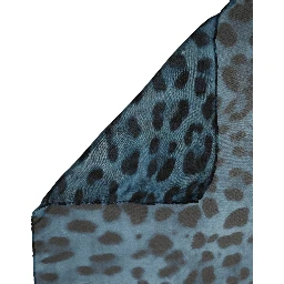 Blue Leopard Print Silk Square Foulard Scarf