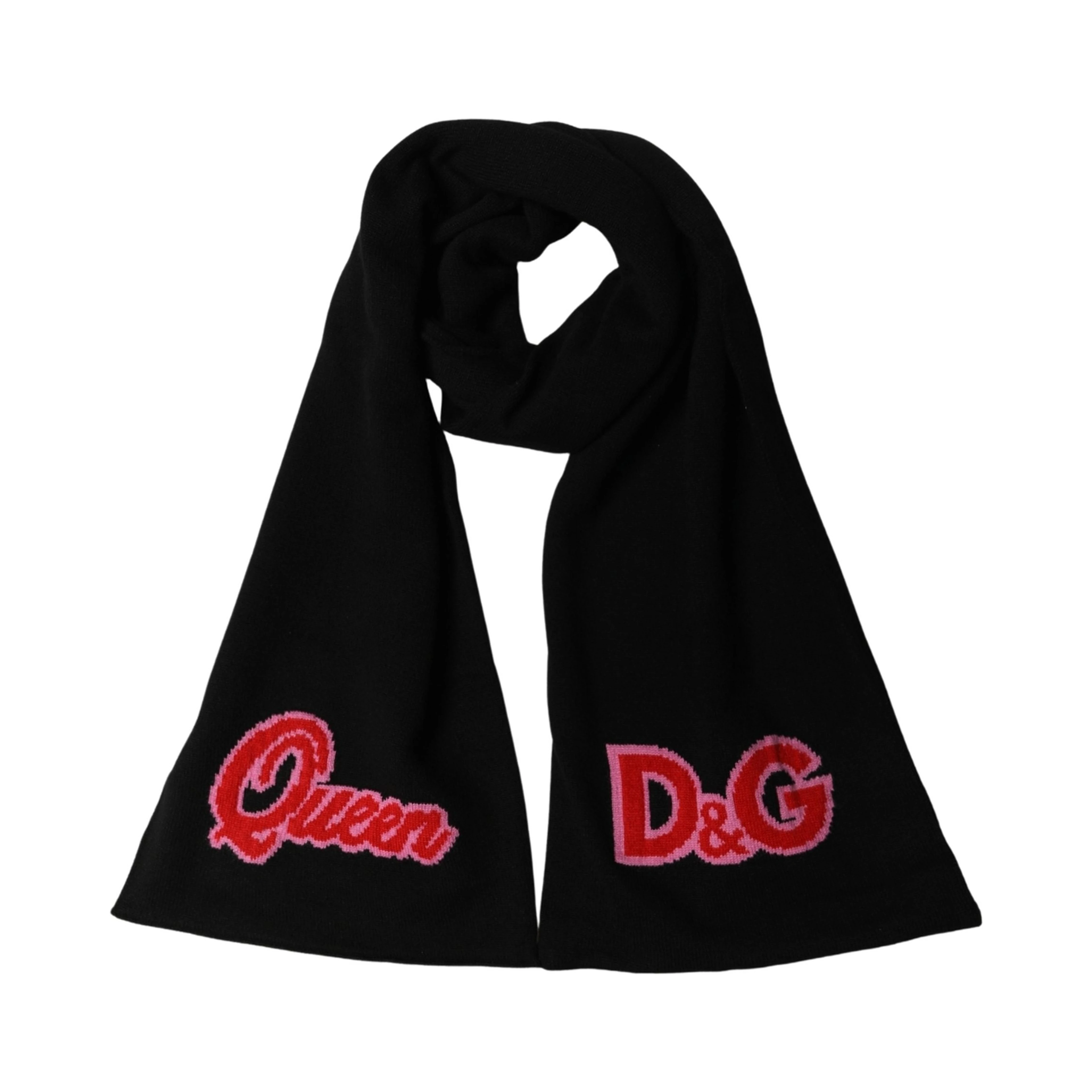 Black D&G Queen Cashmere Knitted Shawl Scarf
