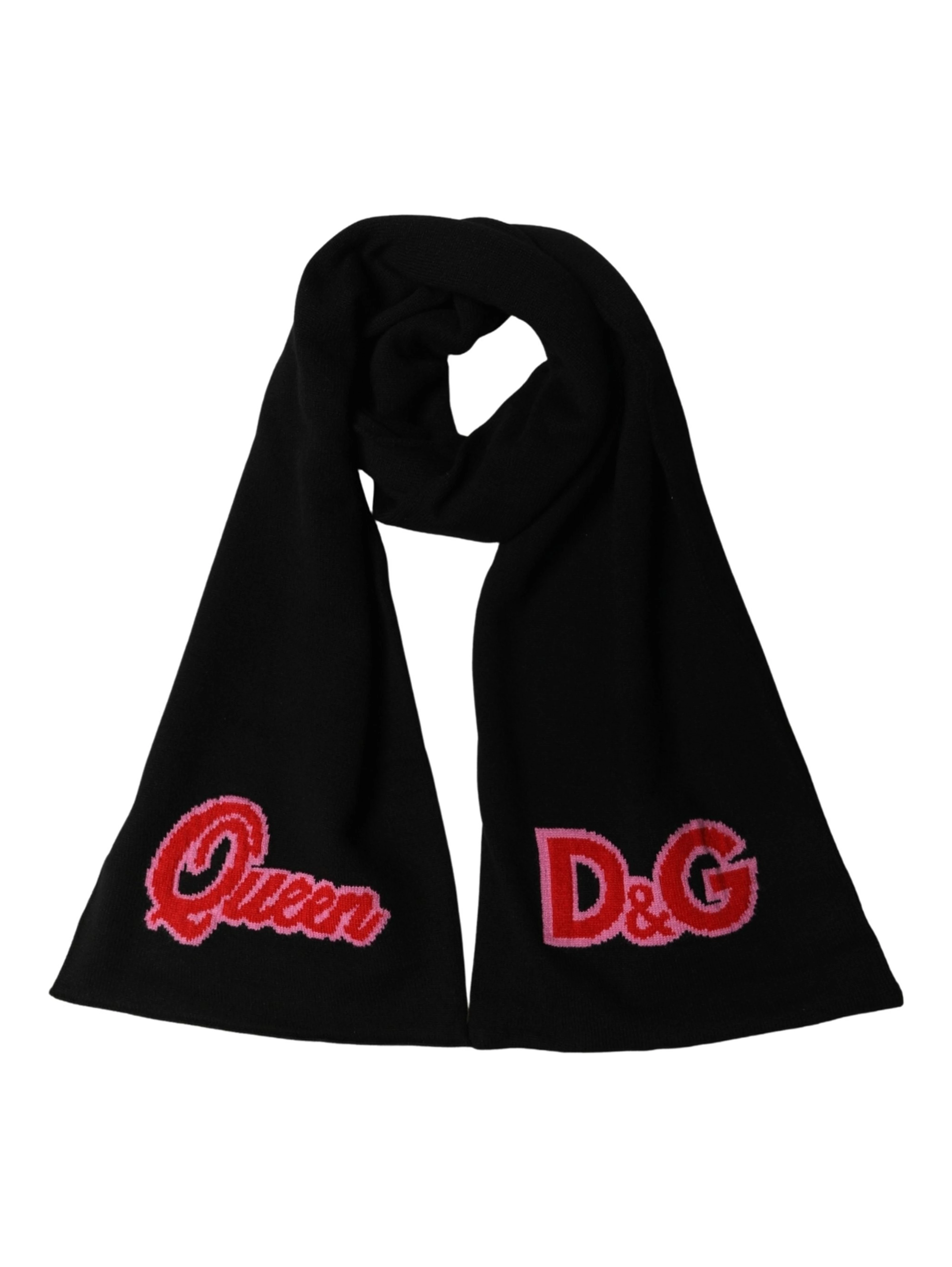 Black D&G Queen Cashmere Knitted Shawl Scarf