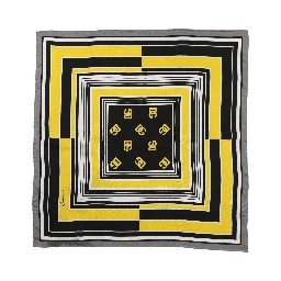 Black Yellow Silk Logo Square Foulard Scarf