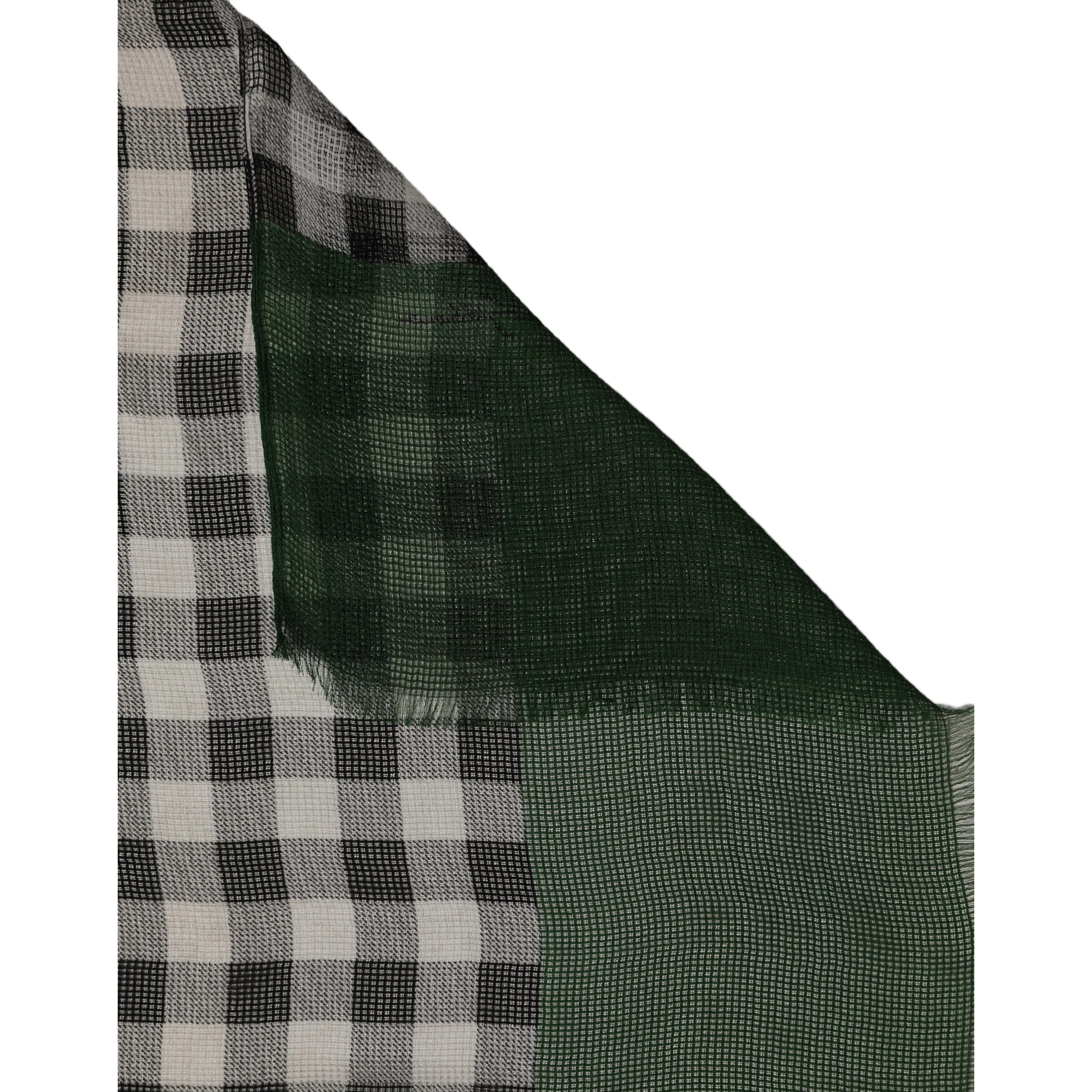 Green White Napoli Silk Gingham Shawl Scarf
