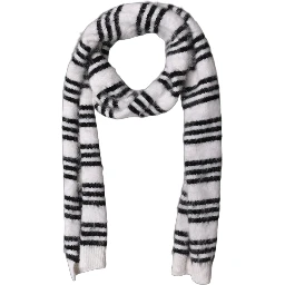 White Black Striped Skinny Neck Warmer Scarf