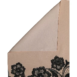 Black Beige Floral Lace Silk Neck Shawl Scarf