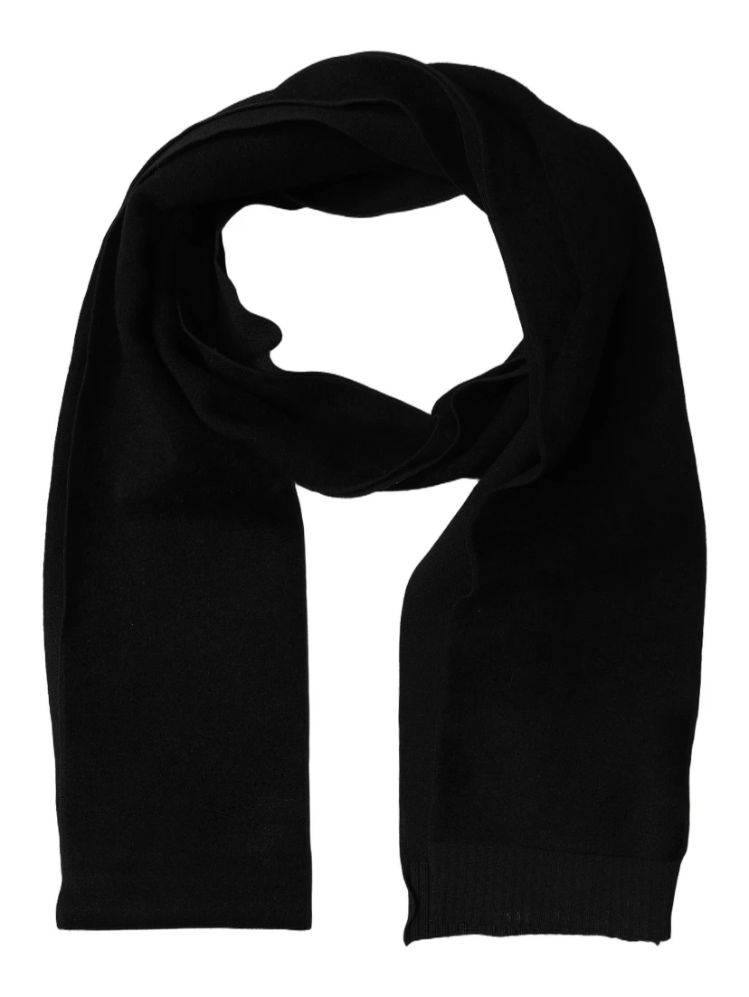 Black Cashmere Knitted Ribbed Shawl Scarf