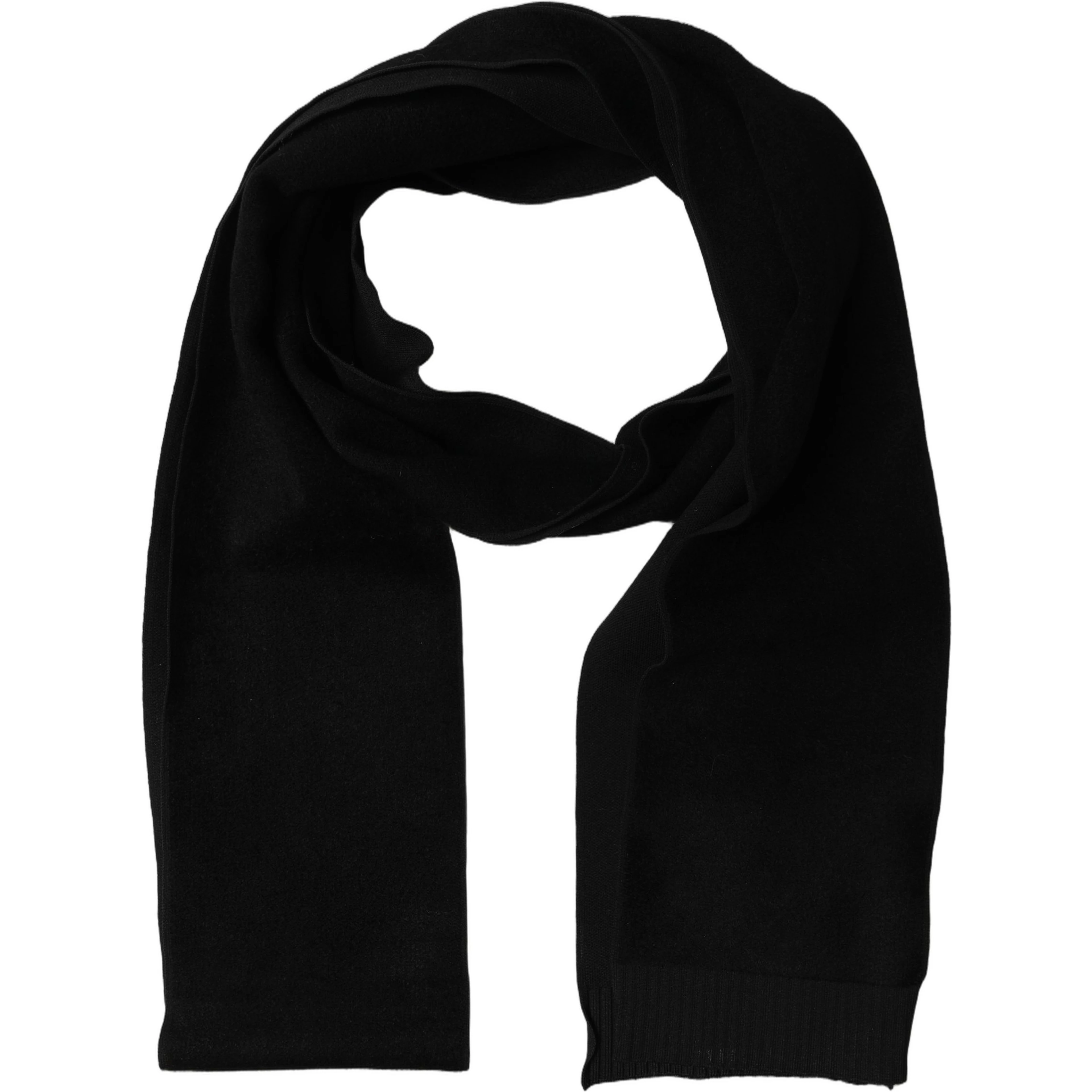 Black Cashmere Knitted Ribbed Shawl Scarf