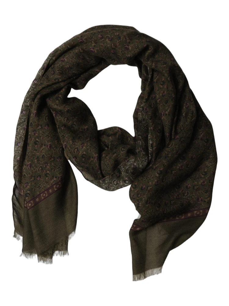 Olive Green Modal Floral Shawl Stole Scarf