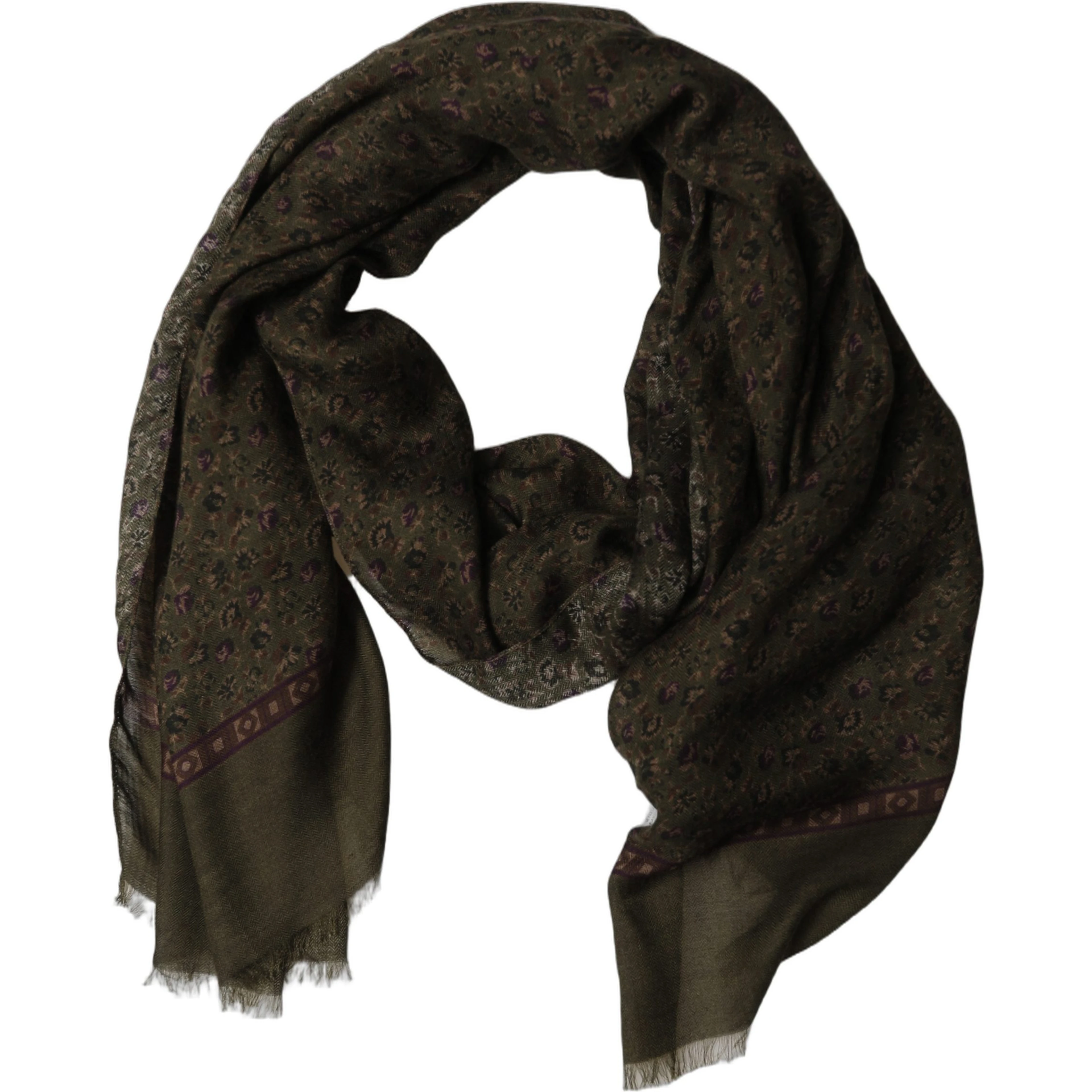 Olive Green Modal Floral Shawl Stole Scarf