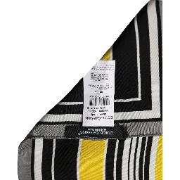 Black Yellow Silk Logo Square Foulard Scarf