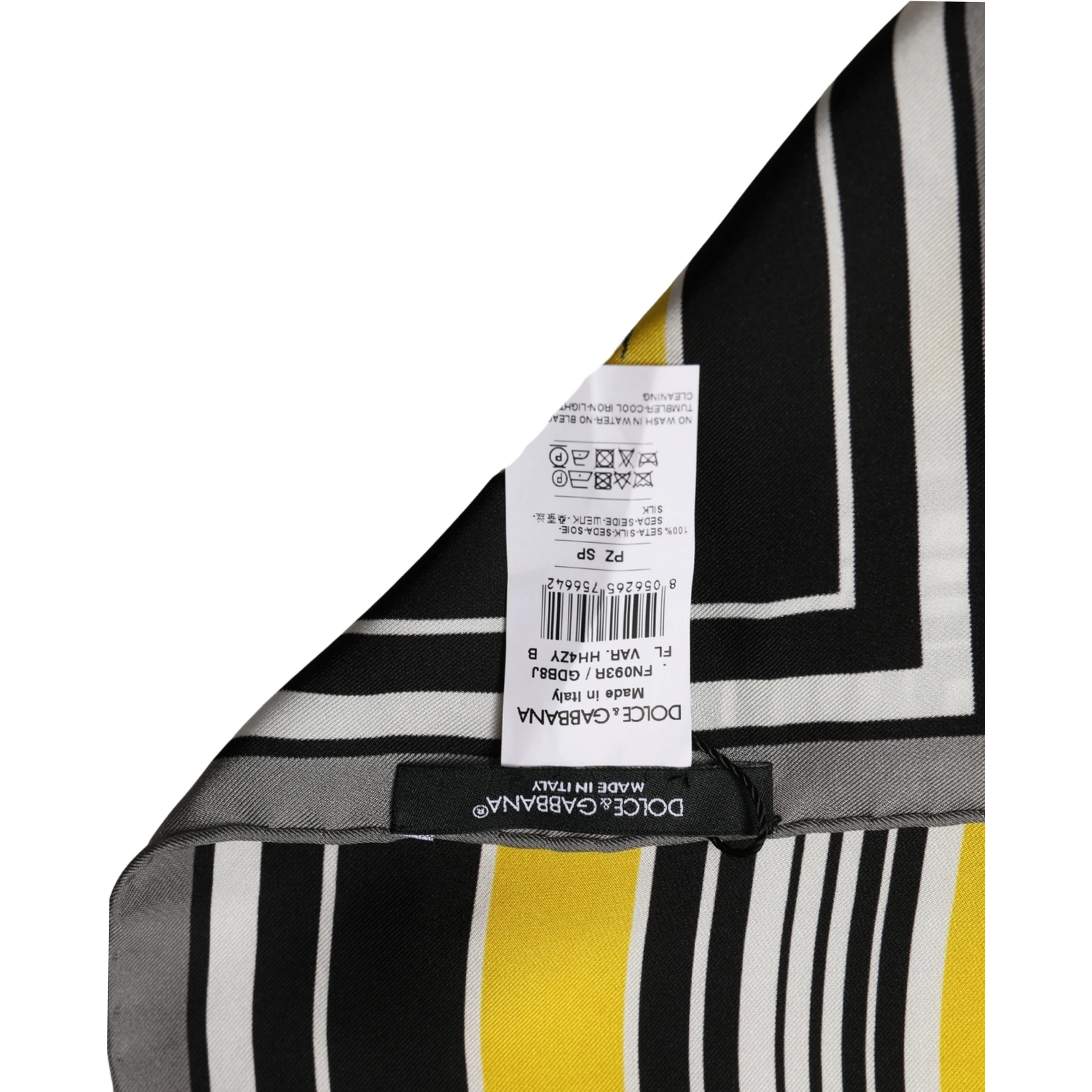 Black Yellow Silk Logo Square Foulard Scarf