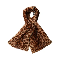 Brown Leopard Printed Goat Hair Shawl Scarf