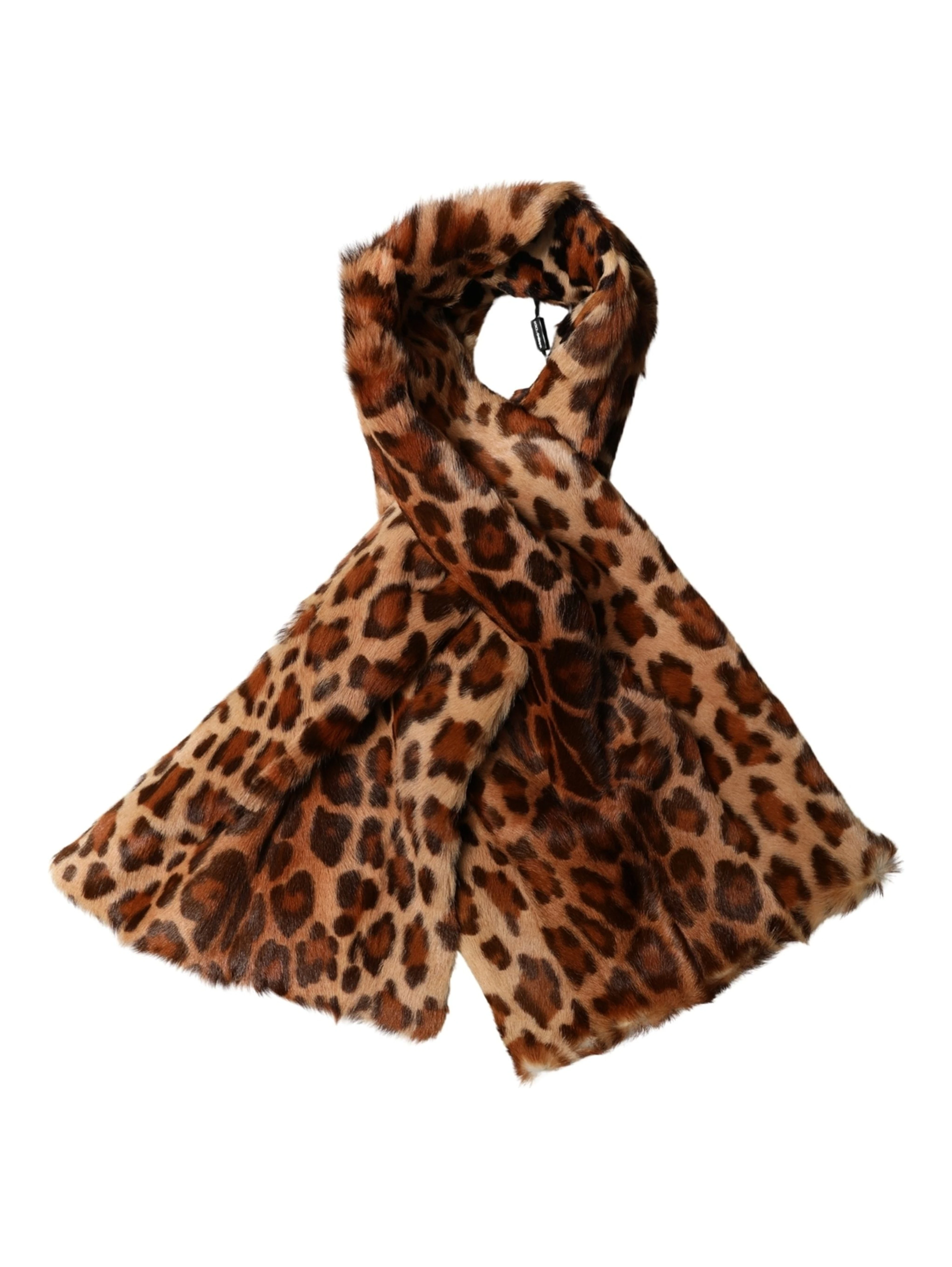 Brown Leopard Printed Goat Hair Shawl Scarf