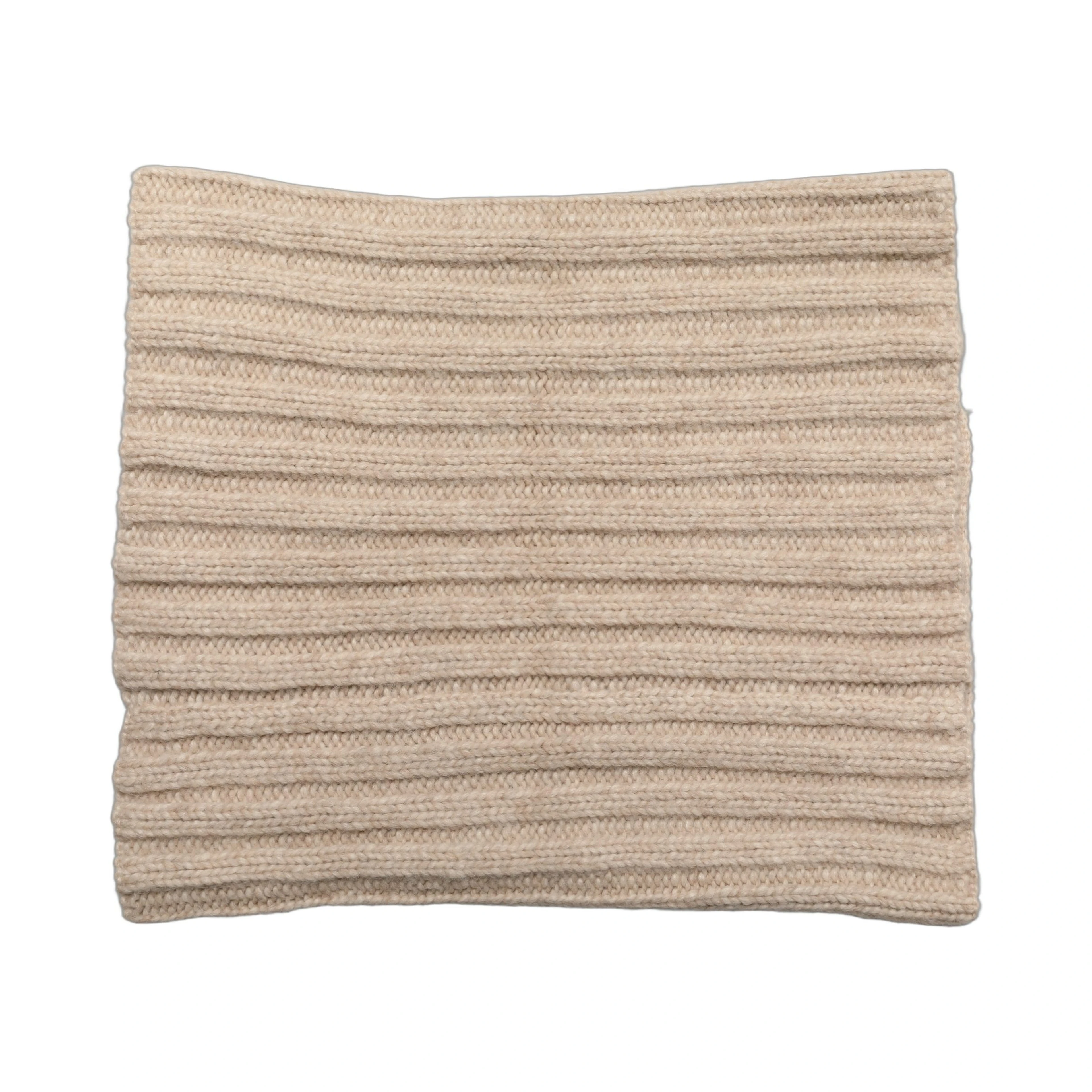 Light Beige Ribbed Knit Neck Warmer Scarf